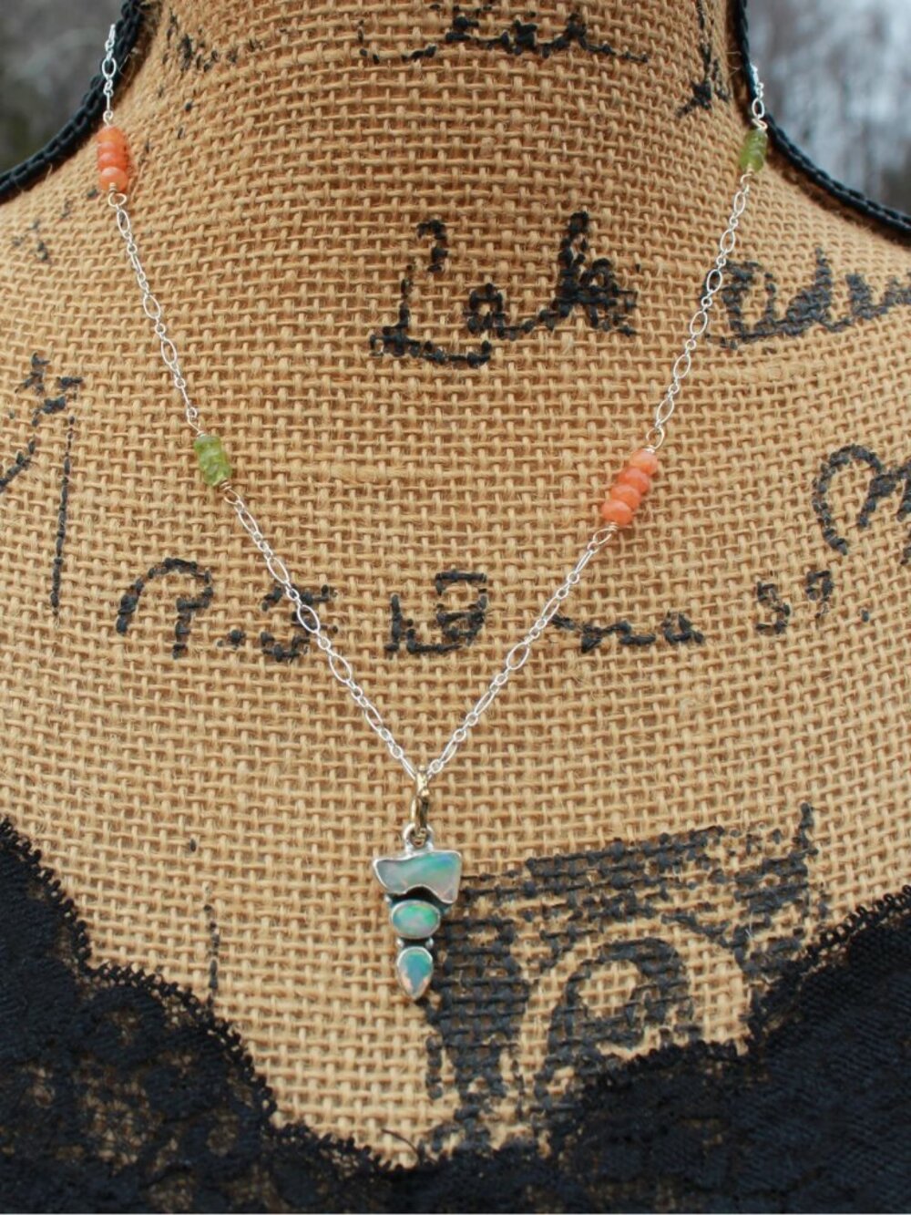 Minimalist Ethiopian Opal Necklace with Pendant